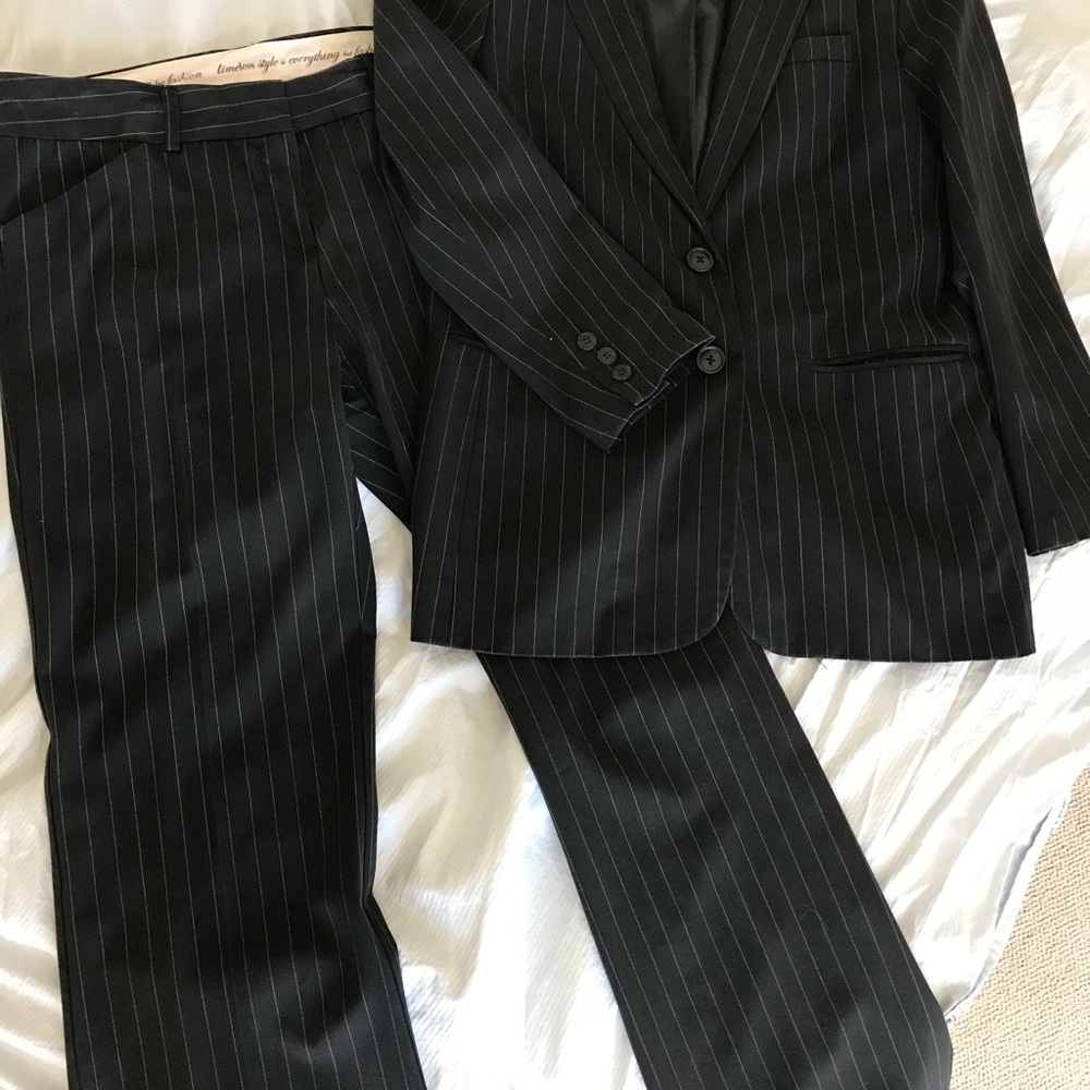 Norma Kamali pinstripe suit. Machine washable!